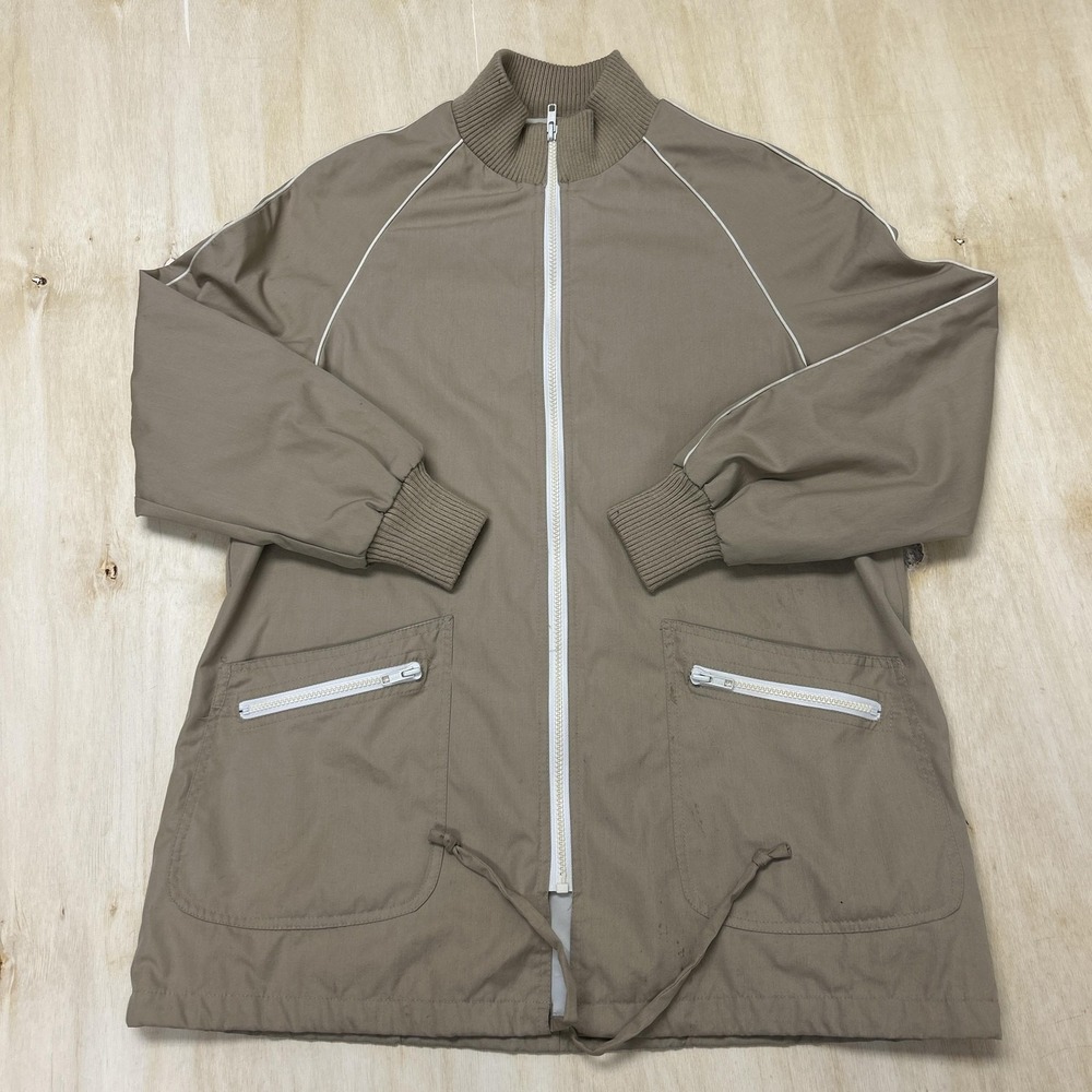 Vintage Windy Weather Jacket Womens 14 Beige Cotton Twill Full Zip Lined Pockets